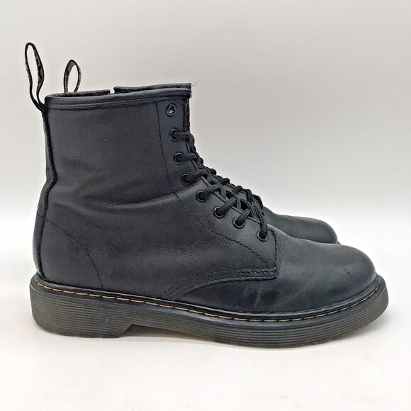 Dr. Martens Docs 1460 J Combat Boots M4 L5 EU36 Black Leather Side Zip High Top - Picture 1 of 11